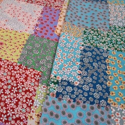 Fresh Pastoral Red And Green Patchwork Floral Imitation Silk Crepe Chiffon Top Dress Handmade DIY Fabric