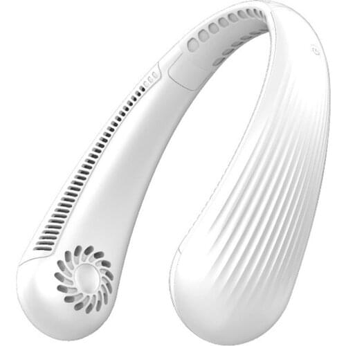 Portable Hanging Neck Fan Cooling Fan USB Leafless 360 Degree Neckband Fan Surround Air Outlets 2000Mah Rechargeable Neck Fan
