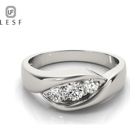 LESF Unique Design 925 Sterlign Silver High end Jewelry Three Stone Silver Ring Finger CZ For Women Wedding Engagement Jewelry