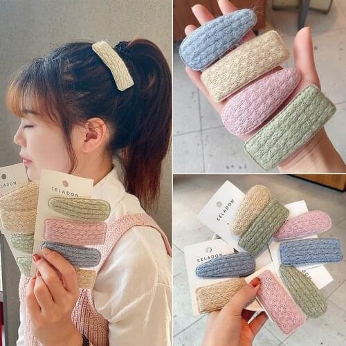1Set Women Girls Cute Candy Colors Knitting Wool Hair Clip Sweet Hair Ornament Hairpin Barrette Headband Fashion Hair Accessorie