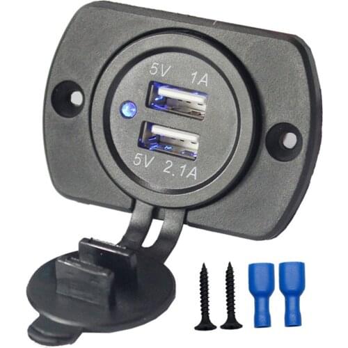 12V Car Cigarette Lighter Socket Dual USB Power Adapter Charger Waterproof USB Cap Charging for Two Phones At The Same Time