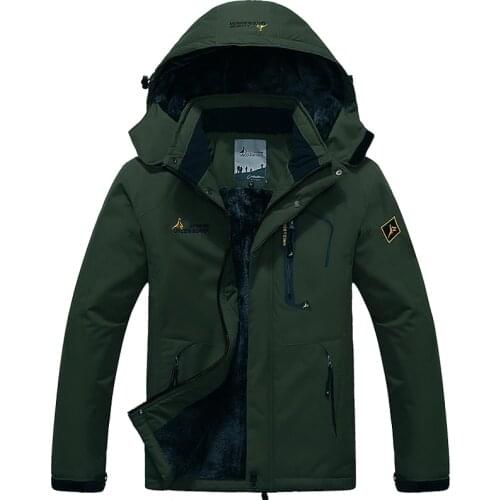 Winter Jacket Men Thick Warm Parka Coat Waterproof Windproof Jacket Pocket Hooded Fleece Windbreaker Jacket Mens Cotton Jacket