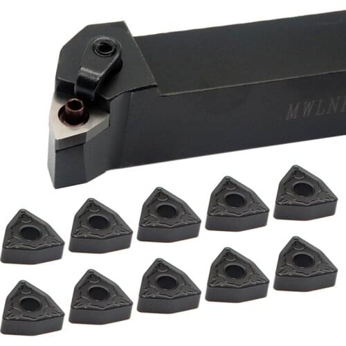 10PCS WNMG080408 PM PC4125 Carbide Inserts + 1PC MWLNR2525M08 External Turning Tool Holder CNC Lathe Cutter Tool Set For Steel