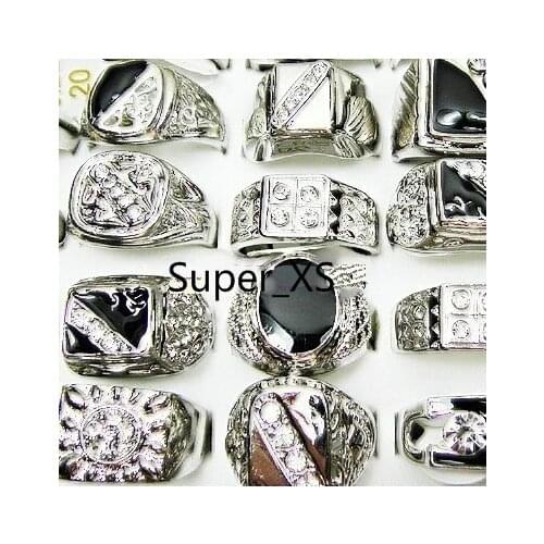 100pcs wholesale jewelry ring mixed lots men enamel silver plated rings free shipping BL009
