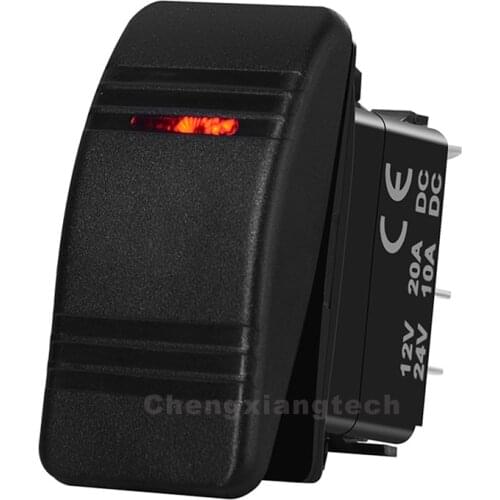 12V Boat Car Marine 3Pin SPST Rocker Switch Dash Light Red Led Toggle Switch Waterproof IP66