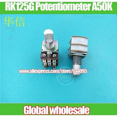 4pcs RK125G Square with Switch Dual Potentiometer A50K / Handle Length 15MMF / Hole Foot
