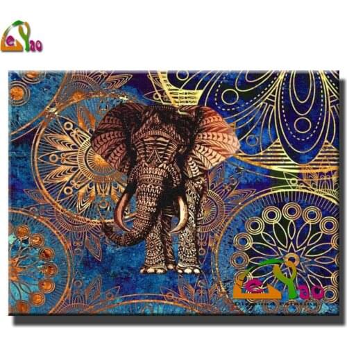 5d diy diamond painting animal Elephant full square round drill diamond embroidery Indian Mandala cross stitch puzzle mosaic art