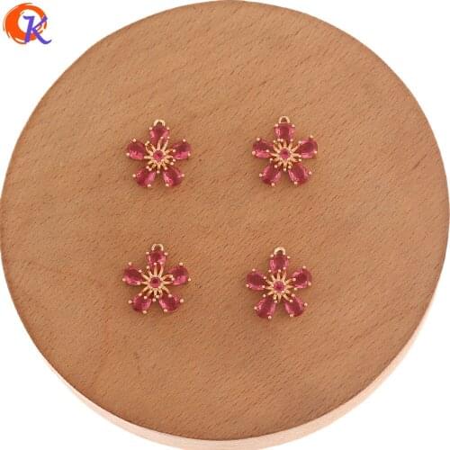 Cordial Design 30Pcs 14*16MM Jewelry Accessories/Hand Made/CZ Earrings Charms/Flower Shape/DIY Making/Earring Findings/Pendant