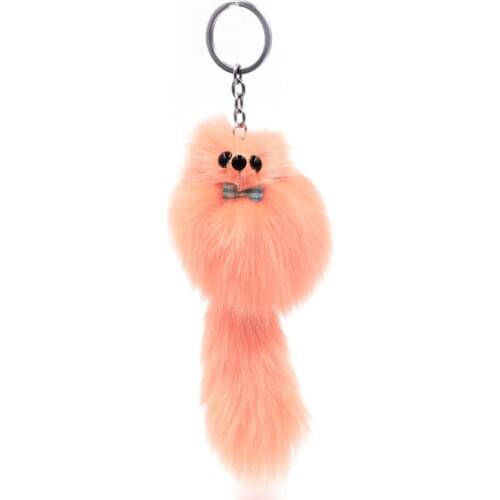 Cute Girl Fluffy Natural Fox Fur Key Ring Women Pom Pom Fox Keychain On Bag Car Trinket Female Jewelry Girlfriend Party Gift