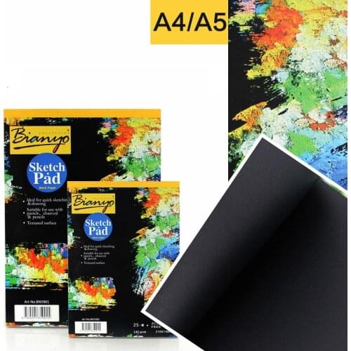 A4/A5Black Sketch Book Tearable Soft Cover Black Paper Used for Handing Painting Graffiti Making DIY Office School Supplies Gift