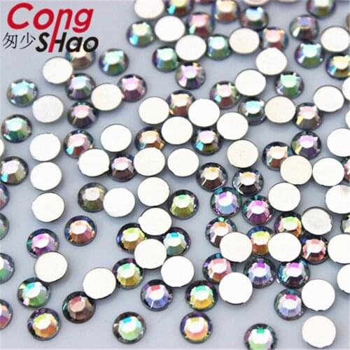 Cong Shao 2000pcs 4mm 3D Nail Art Tips Colorful flatback crystal Acrylic Rhinestone trim phone not hotfix nails applique CS685