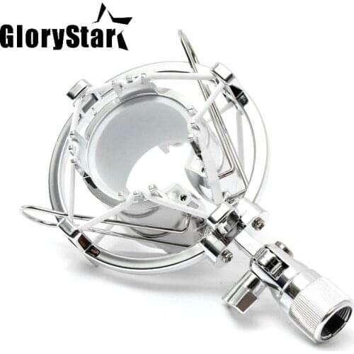 Sliver Professional Microphone Shock Mount Studio Sound Recording Mic Stand Mount Clips Holder For Hanging Microphone Karaoke