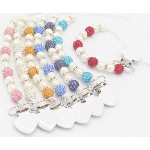 Baby pacifier chainBaby pacifier holder wooden beaded crystal nipple traction rope strap metal pacifier clip pacifier clip chain