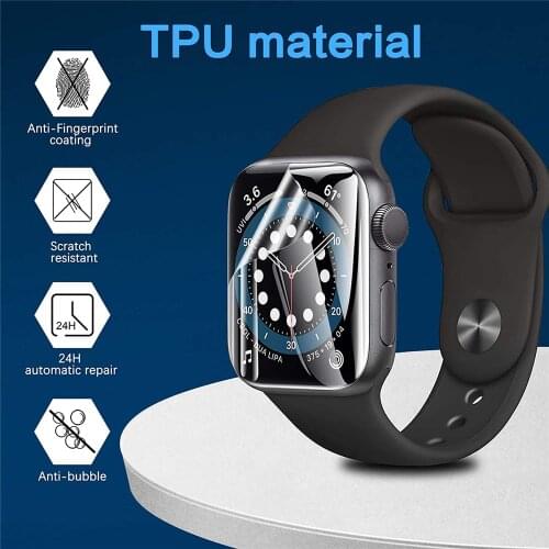 For Apple Watch 44mm 40mm SE 6 5 4 film Screen Protector Anti-Scratch Ultra-Thin HD Clear Max Coverage soft TPU Film for iwatch