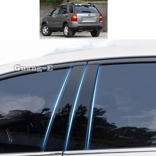 For Kia Sportage 2009 2010 2011 2012-2015 Car PC Material Pillar Post Cover Door Trim Window Piano Black Molding Sticker Plate
