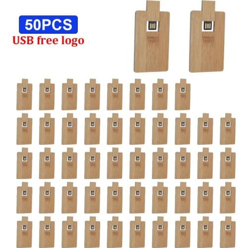 50pcs/lot Custom LOGO Wooden Card USB2.0 Flash Drive 4GB 8GB 16GB 32GB 64G Maple Pen Drives Wholesale Memory Stick Gifts U Disk