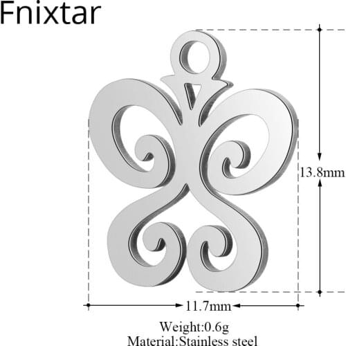 Fnixtar 50pcs/lot DIY Handmade Charms Stainless Steel Butterfly Mini Charms Pendants For Women Jewelry 11.7*13.8mm Animal Charms