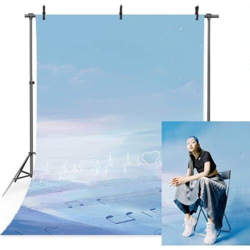 Blue Sky Photography Backdrop Cloud Music Note Staves Background Adult Children Portrait Banner Backdrops for Photo Studio
