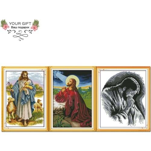 Joy Sunday R810(3)R813(7)R814(8) 14CT 11CT Counted and Stamped Home Decor Jesus Cross Stitch kits Embroidery Needlework Sets