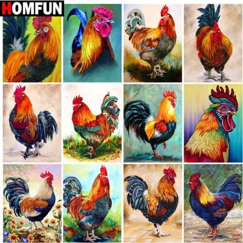 HOMFUN Rhinestone Painting Crystal Decor Diy Diamond Painting "Chicken animal" 3D Cross Stitch Pattern Diamond Embroidery