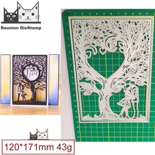 Metal Cutting Dies Couple Love Tree Hollow Frame Cut Die Mold Card Scrapbook Paper Craft Knife Mould Blade Punch Stencils