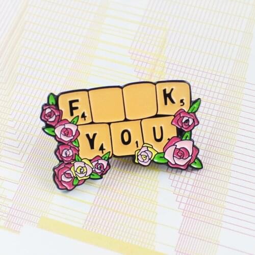 Lovely Inflorescence Romance Enamel Pin Fresh Rose Flower FX YOU Keyboard Pink Love Flower Border Brooches Jewelry For Woman
