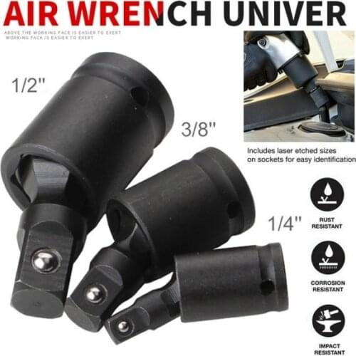 New 3pcs 3/8" 1/2" 1/4" Drive Universal Joint CR-MO Impact Sockets Adapter Set