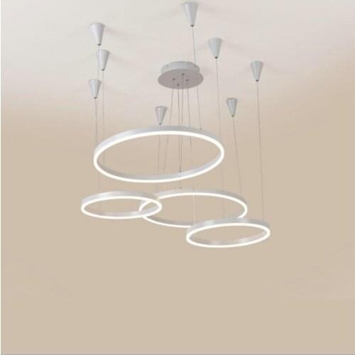 New post-modern ring aluminum living room lamp simple led restaurant light cafe light acrylic office chandelier led lighting