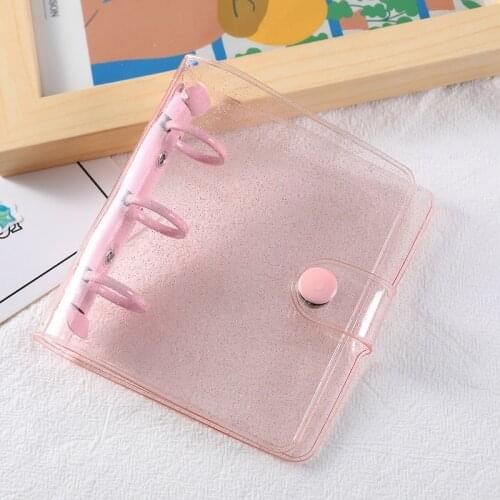 Cute Transparent 3 Hole Mini Loose-leaf Notebook Cover Planner Organizer Binder Journal Diary Ring Binder Kawaii School Supplies