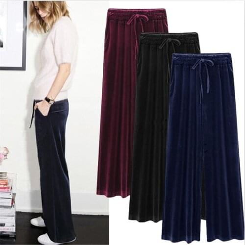 2020 Autumn New Style Solid Color Elastic Waist Velvet Loose Pants Fashion Large Yards Womens Clothing Slim Casual Trousers 7XL