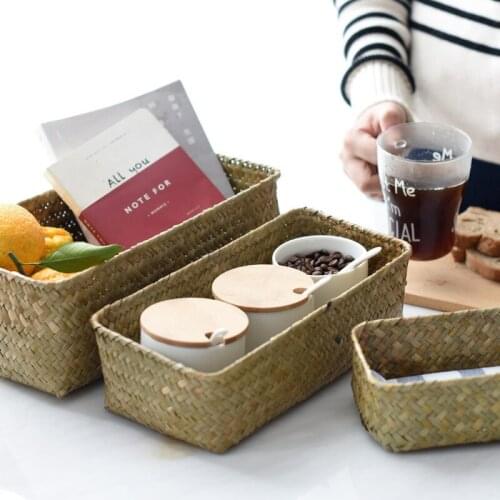 Hand-woven Fruit Bread Storage Basket Cosmetic Sundries Storage Box Bathroom Organizers Outdoor Picnic Basket Home Organization