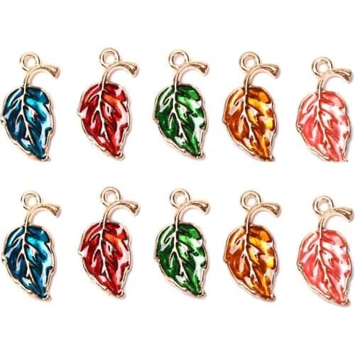 10pcs/lot Alloy Drop Oil Leaves Shape Charms Pendants For DIY Jewelry Earrings Bracelet Pendants Fits Accessories