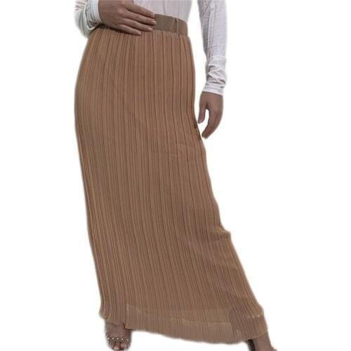 Ramadan Casual Muslim Women Skirts Arab Bottoms Pleated Islamic Clothing Elastic Stretch Casual Straight Ankle Length Fashion