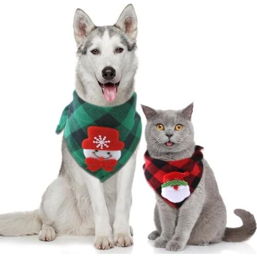 Christmas Pet Bandanas For Dogs Cats Comfortable Triangular Bibs Scarf With Santa Claus Pattern Dog Supplies Puppy Accessories