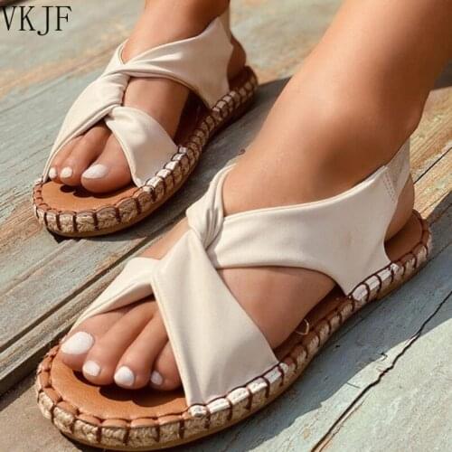 Women Sandals Summer 2021 Female Shoes Woman Peep-toe Wedge Comfortable Sandals Flat Sandals Female Sandalias Plus