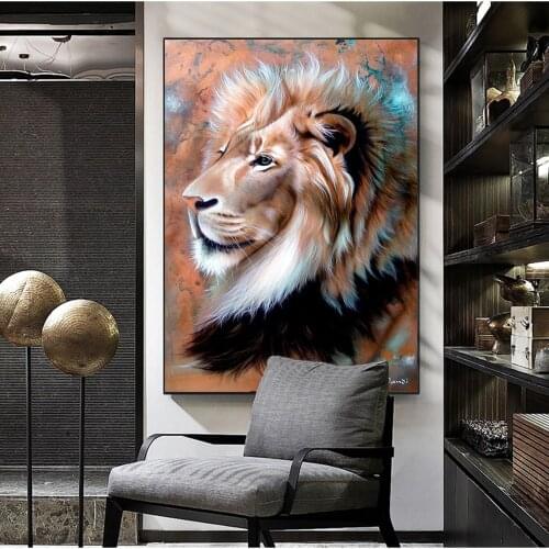 Modern Realistic Golden Lion Male Lion Animal Poster Mural Family Bedroom Childrens Room Wall Decoration Canvas Art (no Frame)