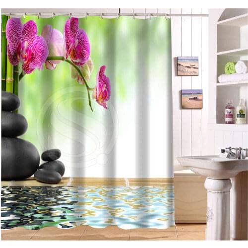 Spa zen stones flowers bamboo Shower Curtain Custom Modern bathroom Fabric High Quality Bath Curtains