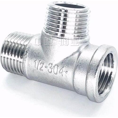 Male+male+Female Threaded 3 Way Tee T Pipe Fitting 1/2" 3/4" 1" BSP Threaded SS304 Stainless Steel