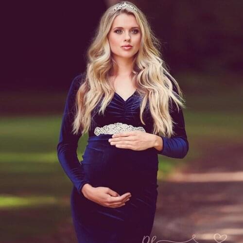 Velour Pregnant Woman Dress Long Maternity Dresses For Photo Shoot Wrap Buttock Dress Maxi Maternity Gown Women Clothes 2020 New