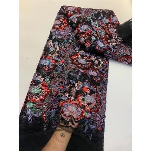High-quality French tulle lace, fashionable multi-color sequin embroidery, suitable for ladies dress design fabrics