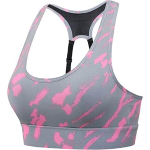Women Push Up Sports Bra Adjustable Back Buckle Nylon Print Yoga Underwear Gym Bra Fitness Workout Crop Top