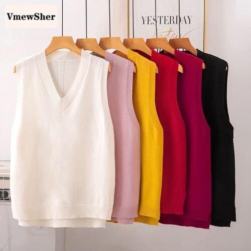VmewSher New Spring Autumn Women Vest Knitwear Casual Irregular Sleeveless Pullover Office Lady Elegant Basic Knitted Jumper