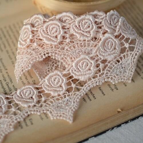 10meters/lot 4.5cm 1.78" wide nude pink embroidery lace trim ribbon skirt garment ,Bride Lace Hair Accessories free shipping