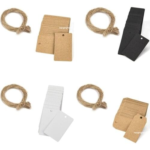 100pcs Mini Hang Tags Blank Kraft Paper Cards Labels DIY Black White Gift Bags Tag Handmade Crafts Wrapping Supplies Price Label