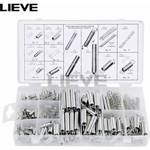 200pcs With Storage Box Accessories Extension And Compression Coil Portable Hardware Tool Spring Set Metal Steel Assorted