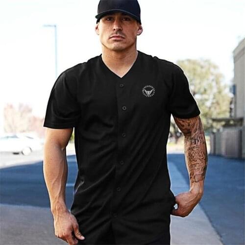 2021 Summer Outdoor Gym Sport Top Shirts Printed Shirt Mesh T-shirt For Men Breathable Tshirts Button Cardigan Mens