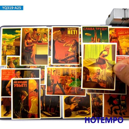 25pcs Retro Stalin USSR CCCP Poster Style Fashion Stickers for Mobile Phone Laptop Suitcase Skateboard Funny Art Decal Stickers