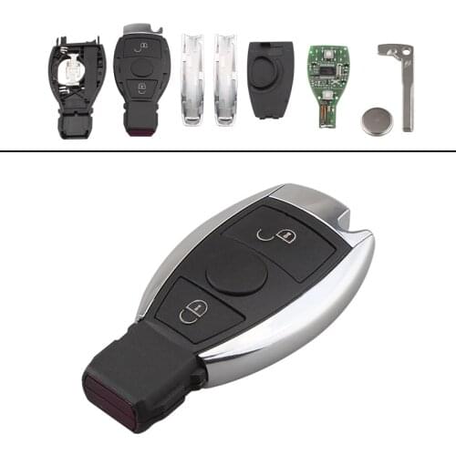 434MHz 2 Buttons Flip Remote Key Fob Replacement with NEC&BGA and Uncut Blade Key Case Shell Fit for Mercedes BENZ 2000