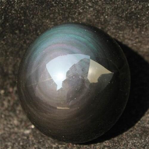 45mm RAINBOW !! NATURAL Cats Eye Obsidian QUARTZ CRYSTAL Sphere Ball RARE