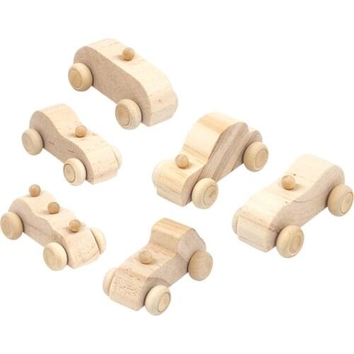 6pcs Doodle Mini Car Childrens Educational Exercises Imagination Painting Wooden Toys Игрушки Для Детей
